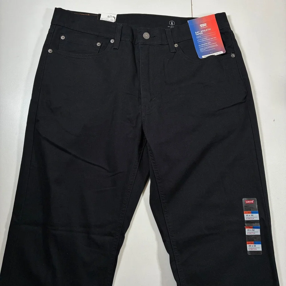 NEW Levis 541 Athletic Taper Jeans 35x32 Black All Seasons Tech Stretch USA